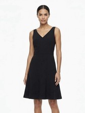 Ann Taylor, Black V-Neck Sleeveless A-Line Dress - S