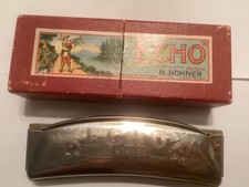 Vtg. M. Hohner Echo Grand Prix Curved Harmonica Key C Germany