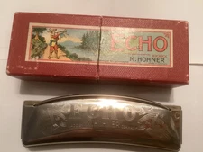 Vtg. M. Hohner Echo Grand Prix Curved Harmonica Key C Germany