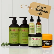Mielle Rosemary Men's Mint bundle kit + Shine ’N Jam extra hold styling product
