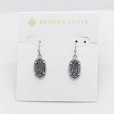 New Kendra Scott Lee Silver Drop Earrings In Platinum Drusy
