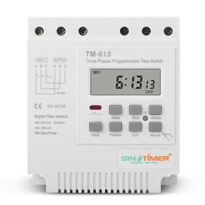TM-613 Programmable Time Relay 380V/50-60Hz 16A Weekly Power Timer Switch Three 