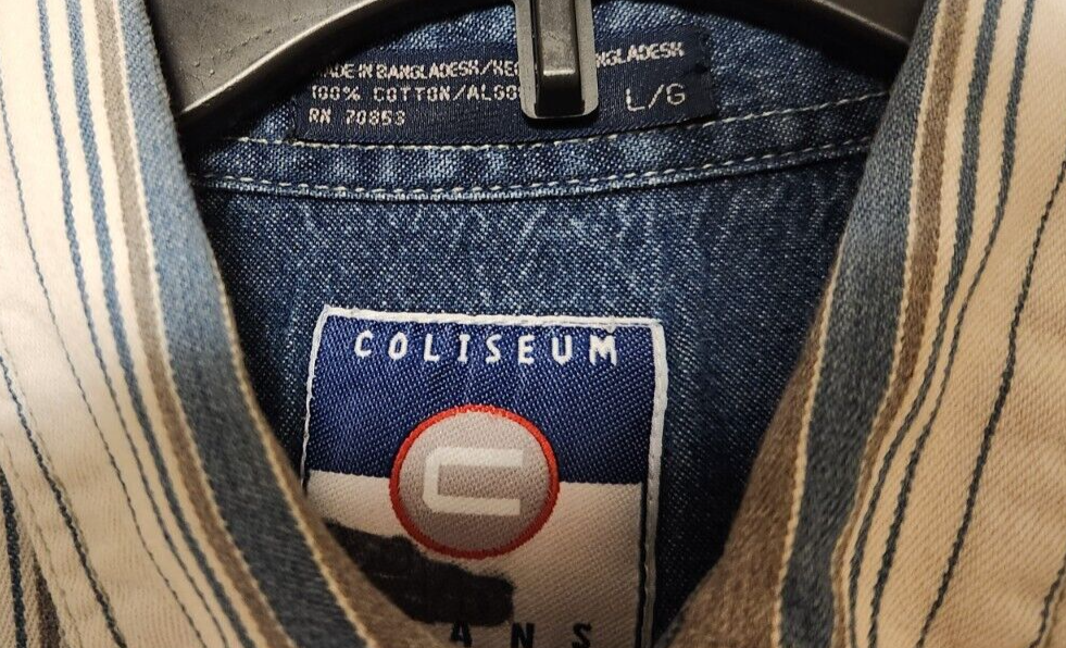 2 x coliseum jeans shirt long sleeve large Stripe free ship | eBay
