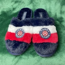 TOMMY HILFIGER Women s Slippers Faux Fur Size X-LARGE 11-12 Blue New