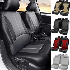 Leather Front Rear Car Seat Covers Protectors 5-Seats Cushion Full Set Universal