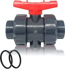 1-1/2" PVC Union Ball Valve, DN40, Full Port, Slip Socket, EPDM O-ring