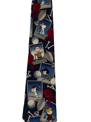 Snoopy Mens 100% Silk Golf Novelty Tie Peanuts Charlie Brown Linus Lucy #2077 - Picture 3 of 5