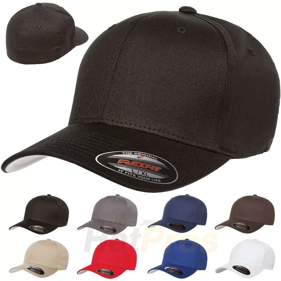 Flexfit 5001 Cotton Twill Fitted Baseball Cap Blank Plain Hat Small/Medium  | eBay