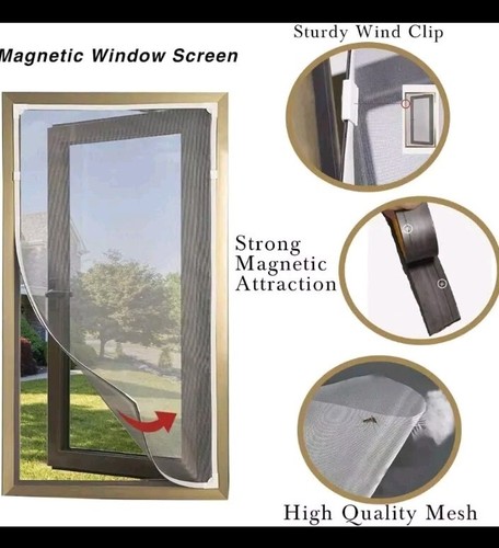 SimpleHome Magnetic Window Screen, Adjustable DIY White Frame Cut To Size New - Picture 5 of 9