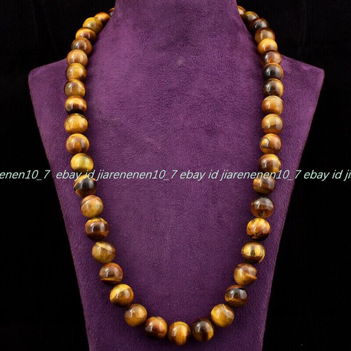 Natural 6/8/10/12mm Yellow Tiger's Eye Gemstone Round Beads Necklace 16-36in - Picture 12 of 12