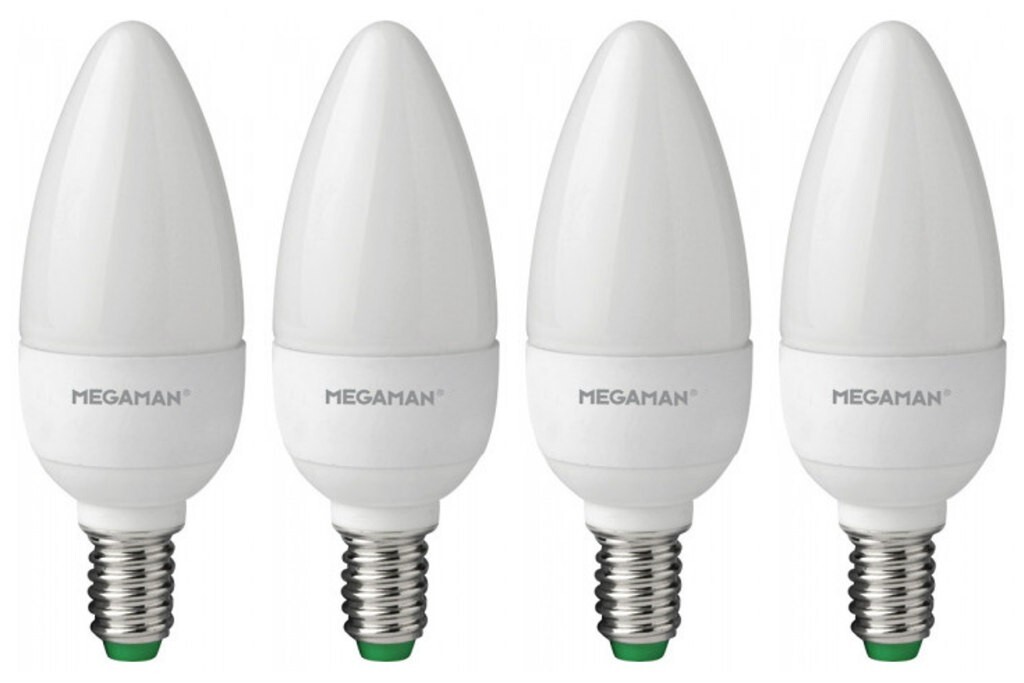 4 x Megaman 143300E LED Candle Light Bulb Opal E14 SES Warm White 2.9W