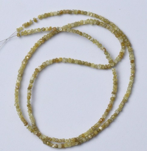 16"Inc Yellow Raw Cube Diamond Beads Strand 1.5 To 2.0mm Rough Box Diamond Beads - Picture 4 of 11