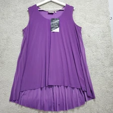 Attitude By Renee Tunic Top Womens Large Purple High Low Hem Sleeveless Pullover