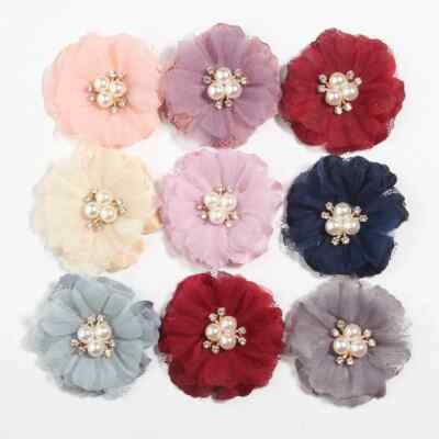 2 inch wide  Pearl / Chiffon Flower Lace  Patch Applique select color 2 pc