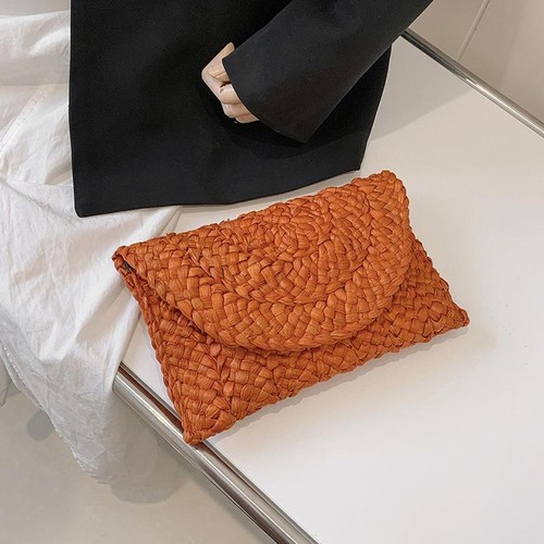 Women's Summer Beach Bag - Handmade Straw Knit Purse, Envelope Clutch & Wallet - Picture 3 of 32