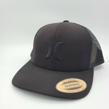 Hurley Hat Blackout On Black Snapback Outdoor Skate Baseball Mesh Trucker Cap 