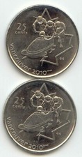 Canada 2008 x2 Bobsled Olympic Vancouver 2010 Quarters Canadian 25c 25 c