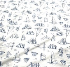 NAUTICA WHITEWOOD SAILBOATS BLUE 1 Full Double FLAT SHEET