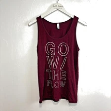"Go With The Flow" Tank Top Burgundy Red Sleeveless Athletic Pullover Casual S