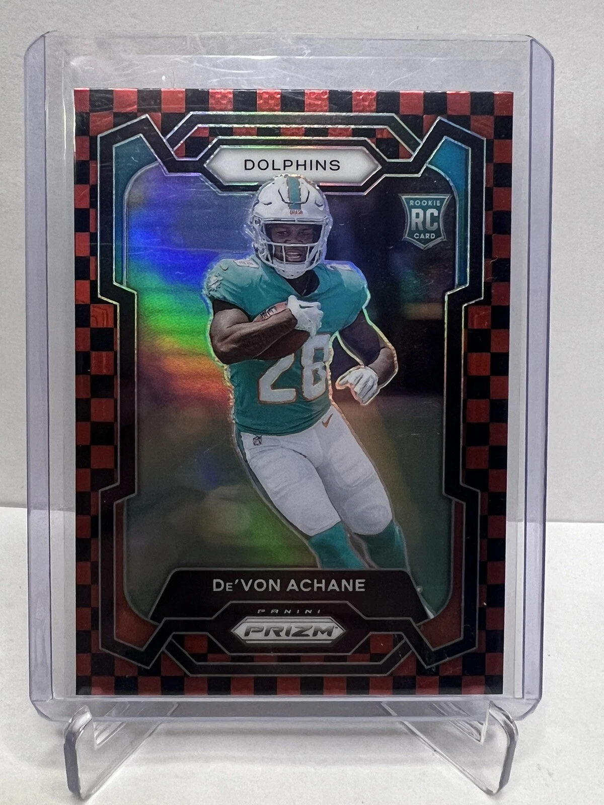 2023 Prizm Devon Achane Red Black Checkerboard SP No. 365 🐬 🔥