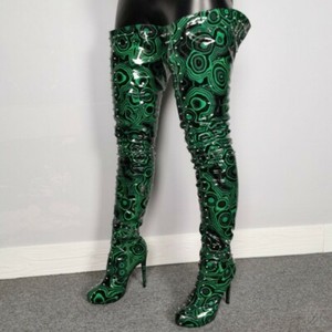 green thigh boots