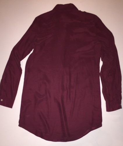 J Jill 100% Silk Tunic Top Wine Merlot LN XS Collar Button Slip Over Blouse - Picture 5 of 5