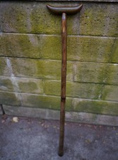 Wooden Bamboo Style T Horned Handle Walking Stick Cane Old 36  Vintage Asian