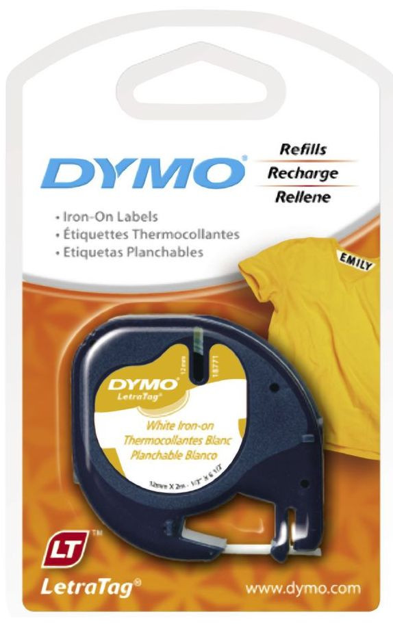 NASTRO DYMO LETRATAG 12 MM. X 2 MT COLORE BIANCO DA STIRARE PER TESSUTI