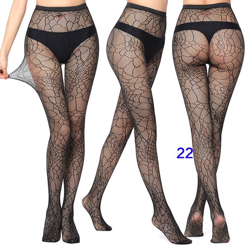 Women High Waist Pantyhose Fishnet Stockings Mesh Tights Thigh High Socks Black) - Picture 4 of 52