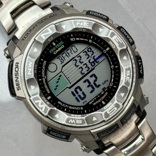 Casio Pro Trek Digital Watch PRW-2500T-7JF Titanium Solar Triple Sensor Silver - Picture 18 of 19