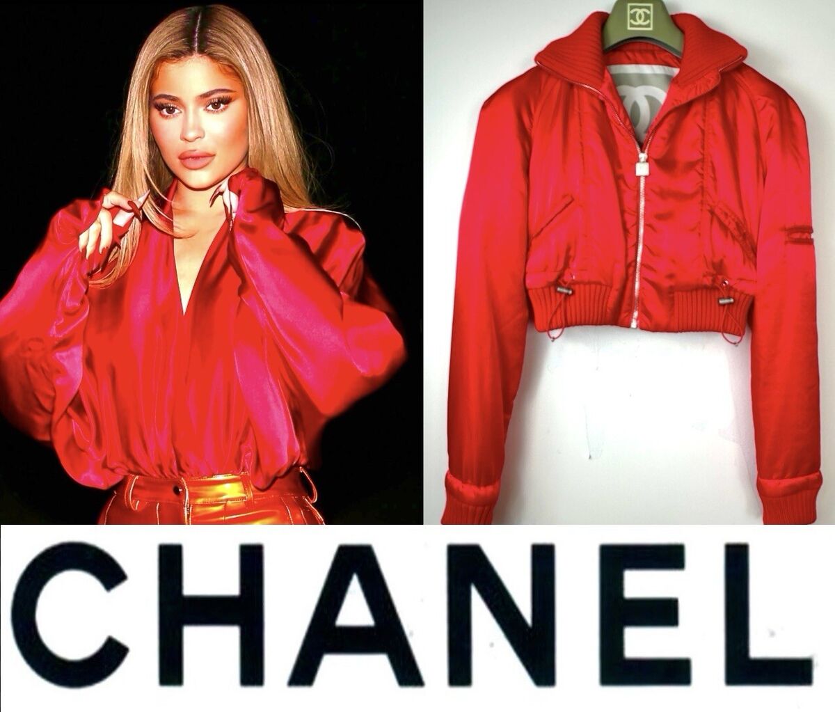 Chanel Vintage 2003 Red Sport Logo Bomber Jacket 34 36 38 2 Chanel Vintage 2003 Red Sport Logo Bomber Jacket 34 36 38 2