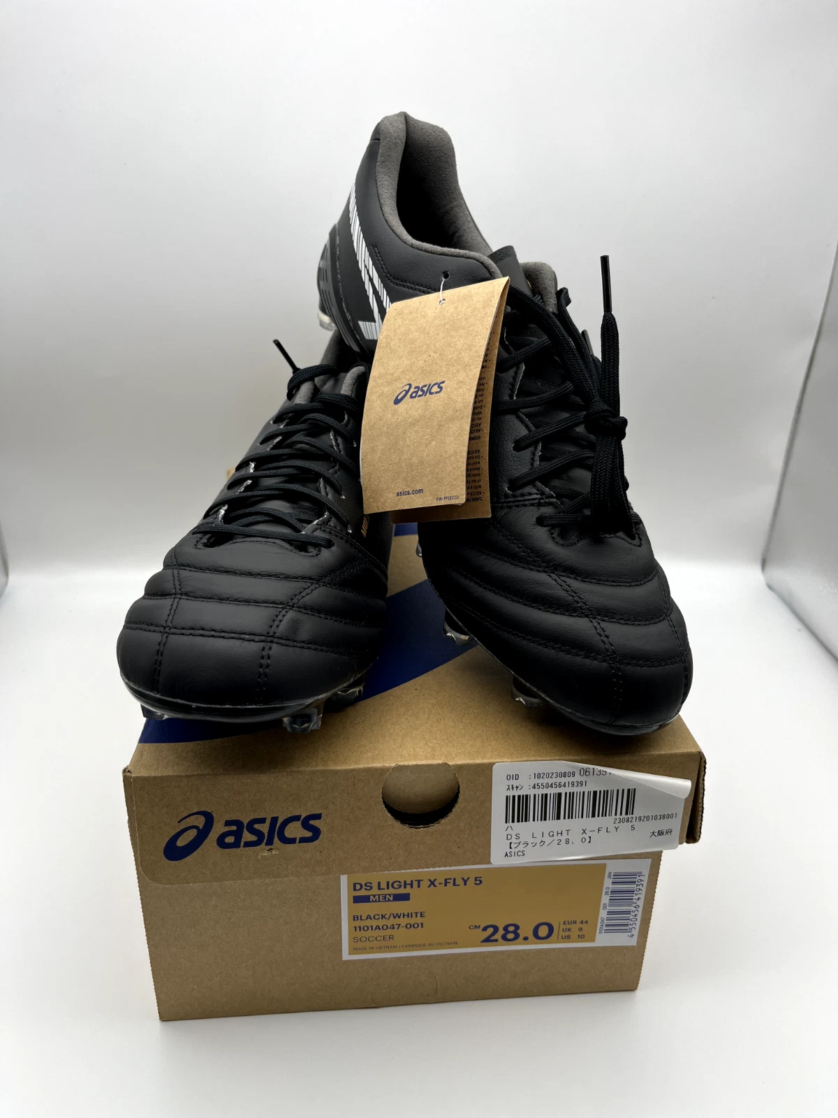 Scarpe da calcio ASICS DS LIGHT X FLY 5 1101A047 001 nero bianco uomo US 10