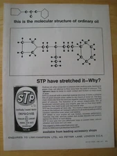STP MOLECULAR STRUCTURE OF OIL LUBRICANTS ENGINES  1967 ADVERT A4 SIZE FILE 20