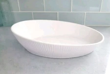 Corning Corelle Porcelain SCANDIA Ribbed Ultra White 1Qt Medium Oval Baker Bowl