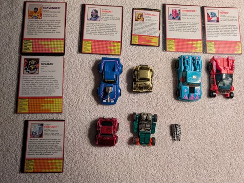 Transformers G2 Skram Bumblebee Turbofire Rapido Hubcap Beachcomber w Cards - 第 1/8 張圖片