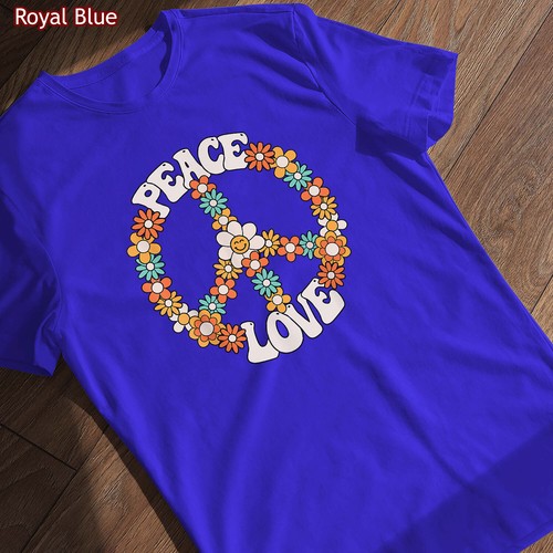 Peace Sign Love 60s 70s Costume Groovy Hippie Theme Party T-Shirt, Tee Gift - Picture 3 of 11