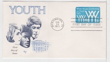 TurtlesTradingPost- Whitehouse Conference on Youth- 1971 FDC #U555- Marg Cachet