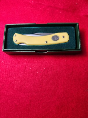 MOORE MAKER USA 3101 LB  LOCKBACK Knife Yellow Delrin Handles New In Box