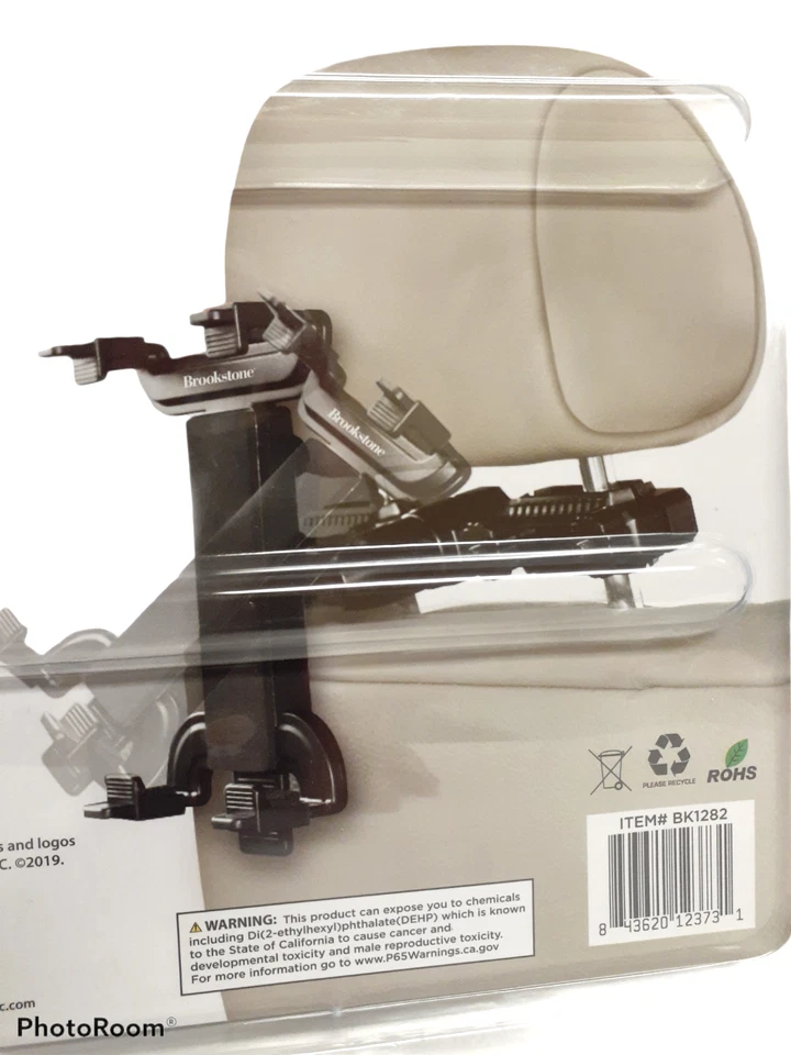 Brookstone Car Headrest Mount Tablet Holder Back Seat 360°Rot fits most tablets - Image 2 of 4