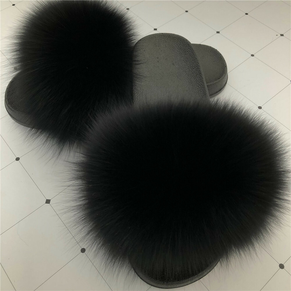 SAOLA Sandali ciabatte ciabatte donna vera pelliccia di volpe interno esterno scarpe basse pelose