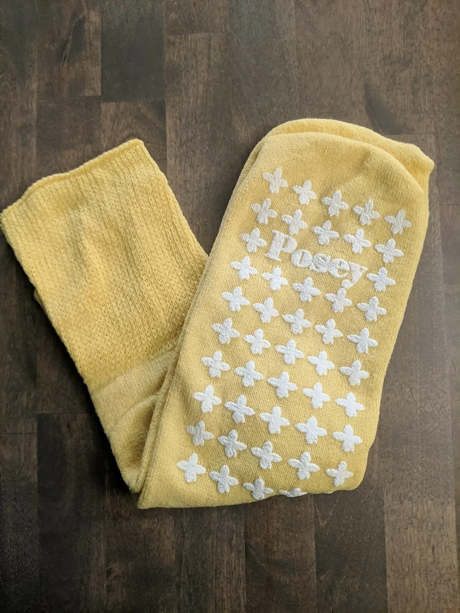 2 Pairs POSEY FALL MANAGEMENT NON-SKID SOCKS LARGE YELLOW #6239Y
