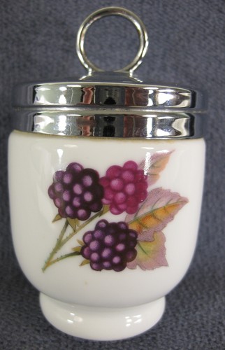 Royal Worcester Evesham Gold Egg Coddler Single Size 2 1/2" with Lid Metal Lip - Picture 3 of 5