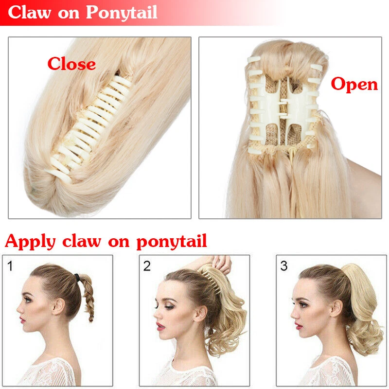 Thick Ponytail Clip In Natural Claw On Pony Tail Remy Human Hair Extensions 100G - Image 3 of 4