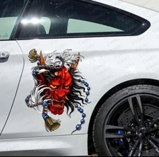 Traditional Mask Car Decal Set, 58cm x 70cm - Cultural Demon Vinyl Stickers