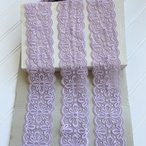 Stretch Lavender Floral Lace Trim for Sewing/Crafts/Bridal/2.25" Wide - Picture 11 of 15
