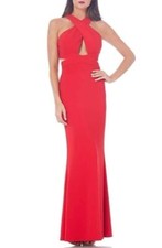 JS COLLECTIONS Cutout Ottoman Mermaid Gown Sz 6 Red