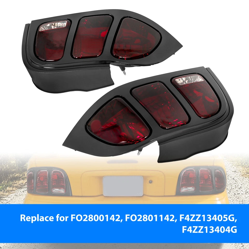 Luces traseras negras rojas luces de freno izquierda y derecha para Ford Mustang 1996-1998 DOT Foto 4 de 4