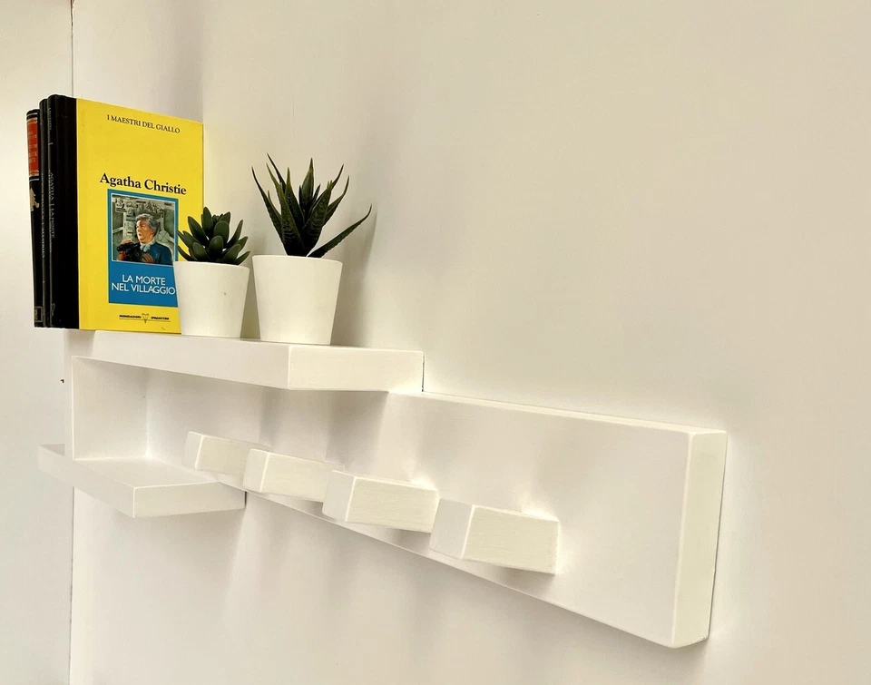 Appendiabiti da parete in legno Design Moderno Minimal Colore Personalizzabile - Immagine 3 di 4