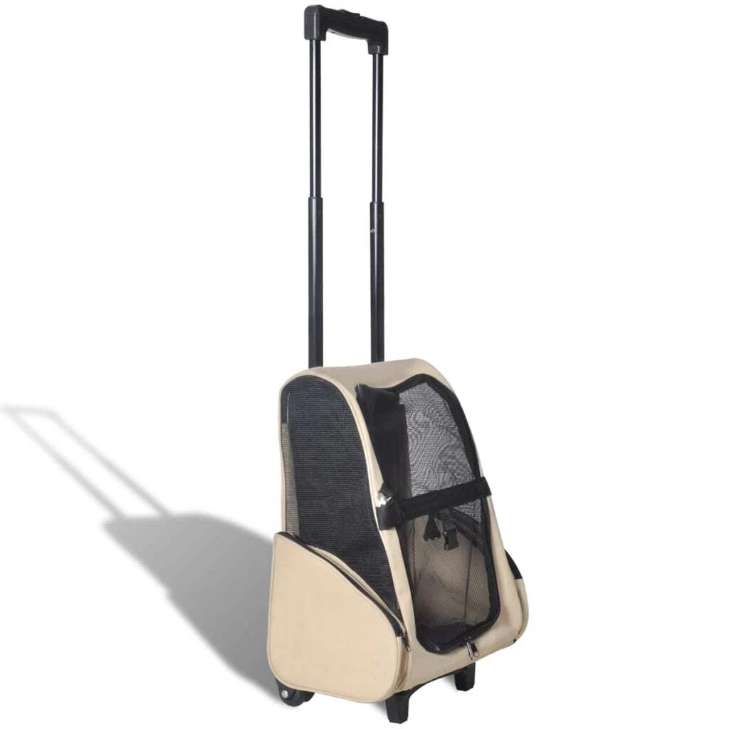 Beige Folding Pet Trolley