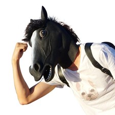 CreepyParty Horse Mask, Animal Costume for Halloween Party One Size, Black
